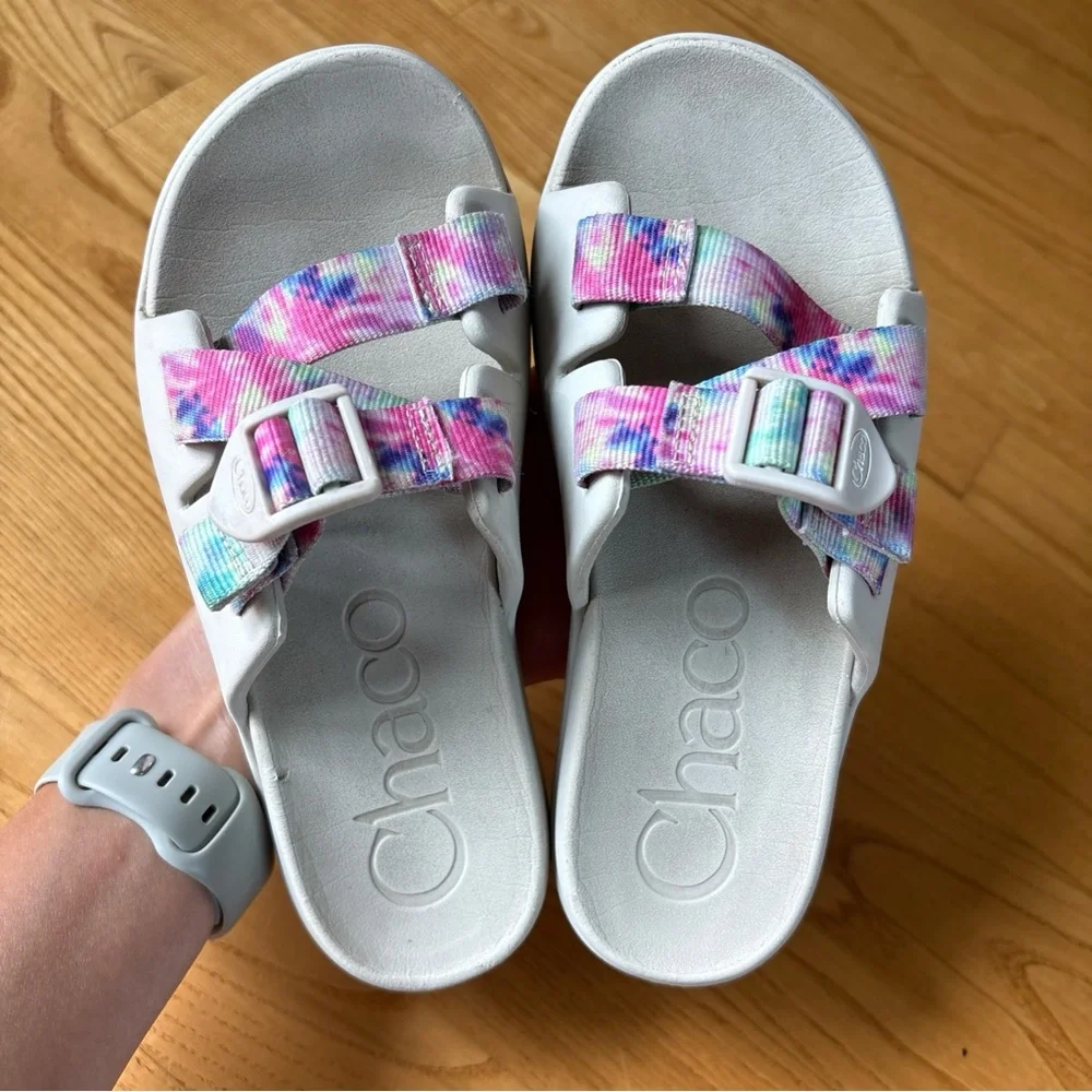 Chaco Chillos Slide Sandals Light Tie Dye Beige Off-white Youth Kid Girls Size 3